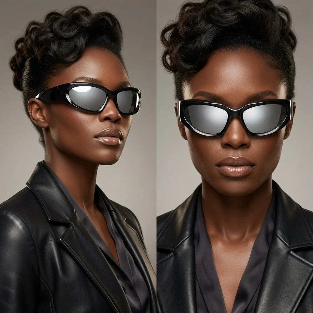 Women Design Visor Modern Wrap Shade Robust‎ Metallic Tint Protective Sunglasses